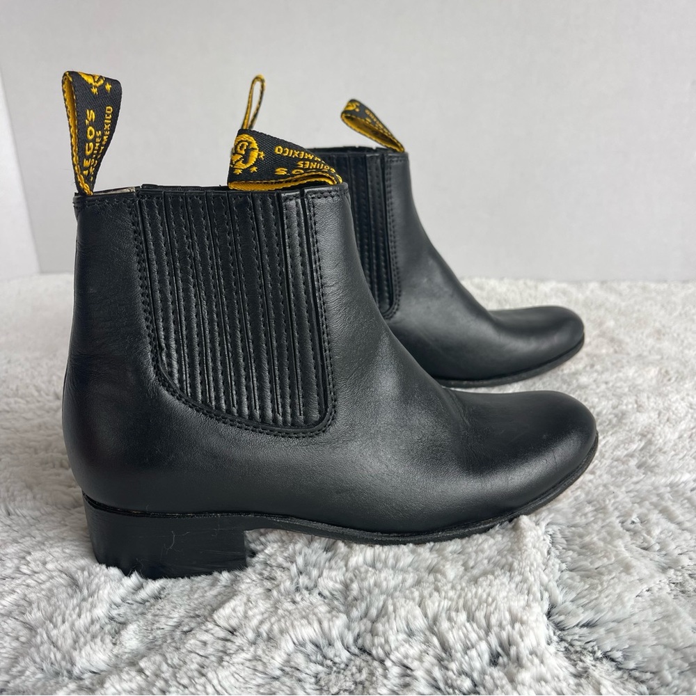 Kids Traditional Mexican Botines Charros Yellow Pull Tabs Size 13